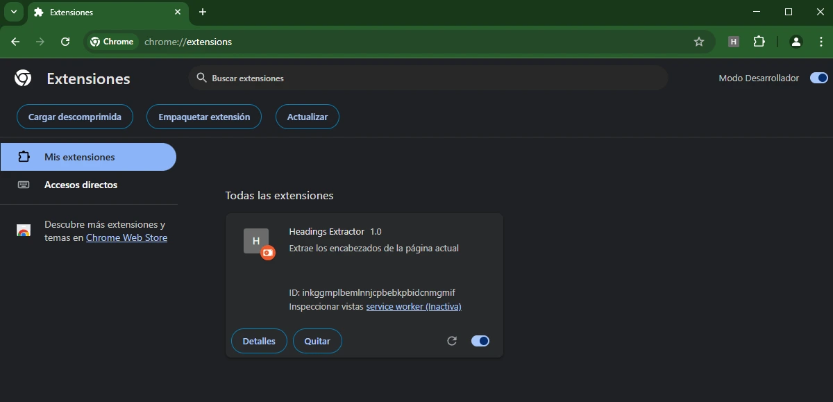 Instalar nuestra propia extensión de Chrome