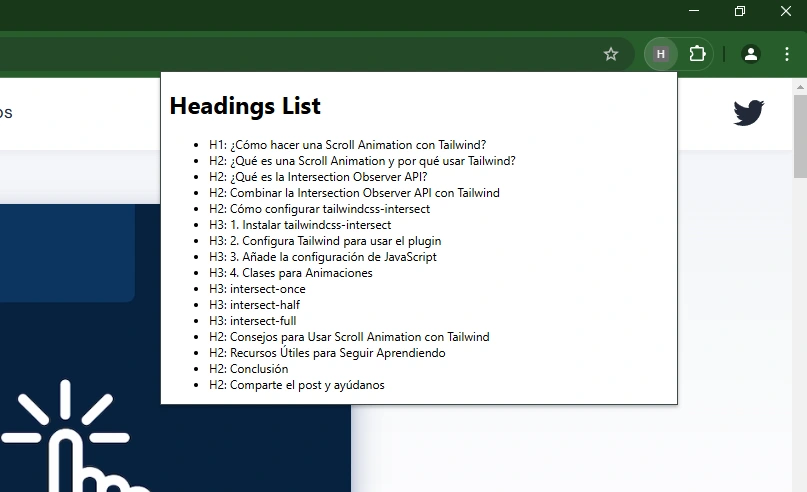 Nuestra propia extensión de Chrome en funcionamiento